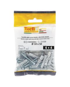 Unrimmed Nylon anchor, Ø10x50mm, Bag 10