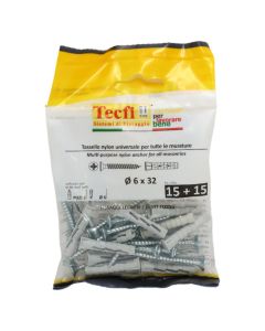 Multi-purp.rim.Nylon anchor w/flat CSK hd. screw zp, Ø 6x32mm, Bag 15
