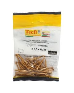 Flat CSK head torx recess chipboard screw,yellow zp, Ø3,5x35/21mm, Bag 50