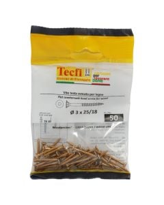 Flat CSK head torx recess chipboard screw,yellow zp, Ø3x25/18mm, Bag 50