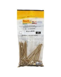 Flat CSK head torx recess chipboard screw,yellow zp, Ø4,5x80/48mm, Bag 25