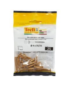 Flat CSK head torx recess chipboard screw,yellow zp, Ø4x35/21mm, Bag 25