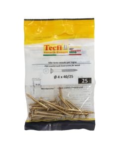 Flat CSK head torx recess chipboard screw,yellow zp, Ø4x40/25mm, Bag 25
