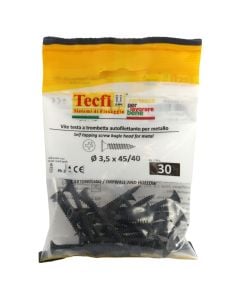 Cross type H bugle head twinfast screw black phosph., Ø 3,5x45mm, Bag 30