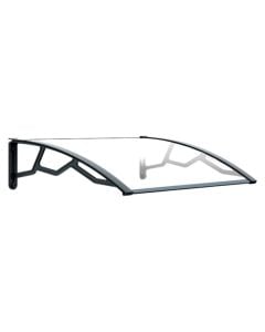 Canopy for entrance doors polycarbonate, trasparent, anti-UV, dark grey arms, L100 x W80 cm