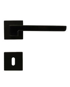 Door handles with square rosettes, for simple locks