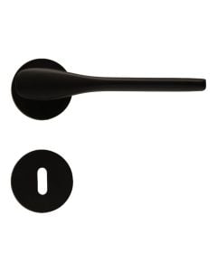 Door handles with circular rosettes, for simple locks