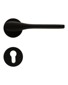 Door handle with circular rose, for cylinder