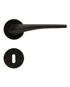 Door handles with circular rosettes, for simple locks