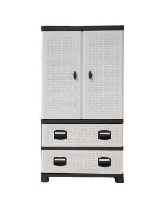 Plastic cabinet, with two doors + two drawers, L70 × W44× H139 cm