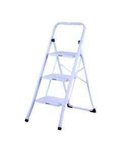 3-step ladder, Brixo Quick Step, white steel, 45x73xH102 cm