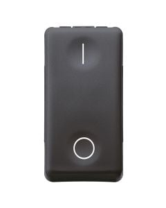 One-way switch 2p 250v ac - 16ax - neutral - symbol 0/i - 1 module - system black
