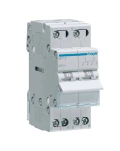2-pole switch, 40A with modular disconnection in the center, 1-0-2