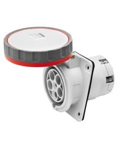 Industrial socket, 3P + T, 63A, 400V, with cover, plastic / copper, IP67.
