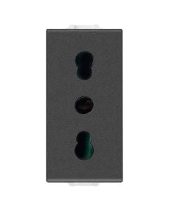 Bivalent socket, NEVE 09203, 2P + T, 16A, 1M, black