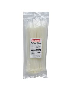 CABLE TIES, WHITE, BENMAN, 250mmX4,8mm (100pcs)