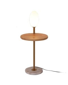 Floor light+ table, E27, Wi-fi charger, 28x40x85 cm, iron/marble/glass, gold