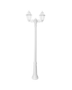 Exterior post light, Fumagalli, White, clear diffusor, 2 x E27, 209 cm
