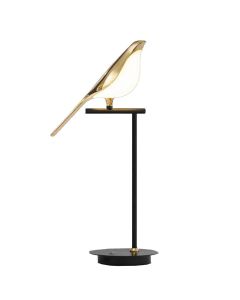 Table Led light with bird, 10 W, 4000K, 24x48 cm, black and gold
