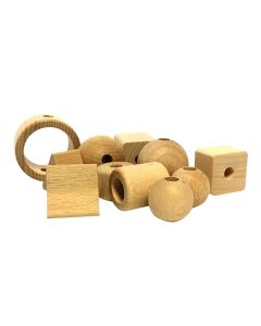 Natural wood pearls for cable decoration, 11pc