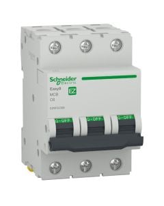Miniature circuit breaker, Easy9, 3P, 63 A, C curve, 6000 A