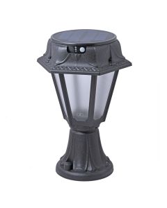 Ndriçues tokësor me panel diellor, Minilot/Rosetta, D15 cm, H35.5 cm me sensor lëvizje dhe ndriçim të ndryshueshëm 2700/4000K, rezinë, i zi