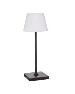 Table led light, 3 W, warm white,  H39cm x D15 cm, with rechargeable battery, 4h autonomie, aluminium/polyethylene, black/white.