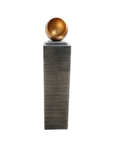 Metal fountain W/one warm white LED with water pump 10m cable. Product size: 23x23x100cm