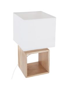 Table light, wood/polyester/cotton, white, E14, L18xD18XH32 cm