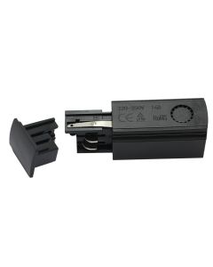 Power supply socket for 4 wires Braytron track rail, black, plastic, 45.5x35.5x32.5 cm.