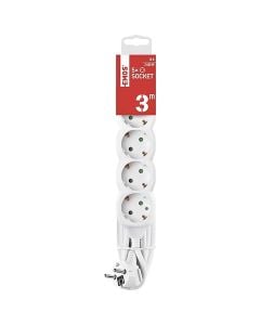 Electric extender, 5 modules, 3m, 3x1.5mm, white, without switch, 16A