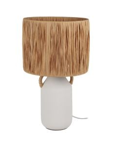 Table lamp, E14, ceramic/rattan, H.29cm