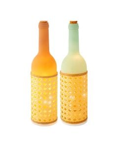 Bottle-shaped decorator with LED lighting, D.7.3cm, H.28cm, glass