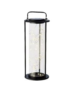 Solar panel light, microLED, warm white, 20x49cm, metal/glass, black