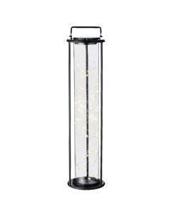 Solar panel light, microLED, warm white, 20x79cm, metal/glass, black