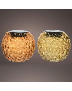 Solar panel table lamp, D.21cm, H.18cm, transparent gold