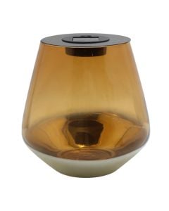 Solar panel table lamp, D.18cm, H.18cm, transparent/gold