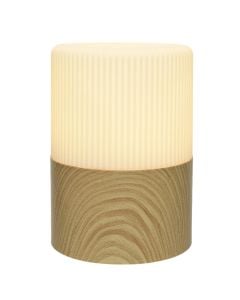 Solar panel table lamp, D.15cm, H.21cm, white plastic/wood, warm white