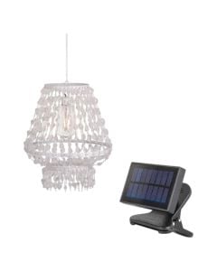 Solar panel light, D.27cm, H.34cm, white, with pendant