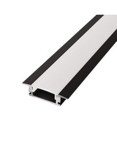 LED strip channel, for plaster, 2000x24.5x7mm, aluminum, black