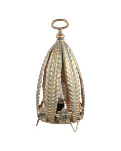 Hanging lamp, battery operated, metal, gold, 21x46cm
