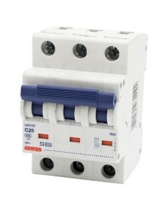 GEWISS magneto-thermal circuit breaker, 3M, C, 25A, 6kA