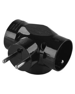 EU standart adapter, 3x2P, 10A, 220V, black