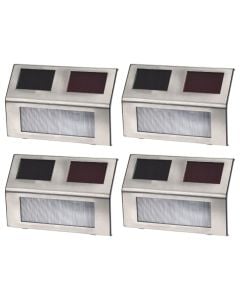 4-piece LED garden light set, solar-powered, stainless steel