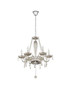 Pending Lamp BASILANO 6x40 W E14, 64x72 cm, steel/glass, chrome