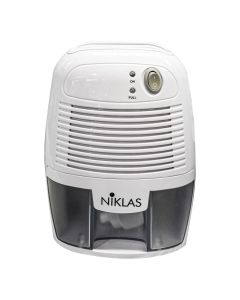 Dehumidifier Niklas Dry 500, 27 W, 250ml/24h,9V-DC/3A, 500 ml, R134A, 40 dB, 15x13xH22 cm