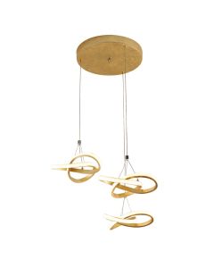 Pending lamp, SMD LED 42W, 2940 lm, 3000K, metal/aluminium/silicon, chrome gold, 150xØ53 cm