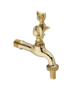 Artistic water tap with bronze decor, 1/2" M, with rosette, Tap with cat handle