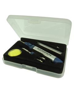 Gas tin soldering iron, 8ml, working time 60 min, working temperatures 550 - 1300°C, and accessory accessories.