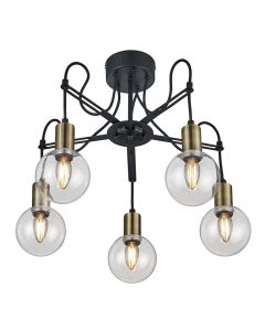 Ceiling lamp, Nacho, 5xE14, max.28 W,  Ø57xH45 cm, matal, black mat color, IP20